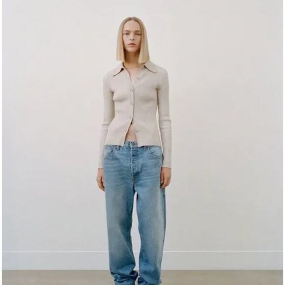 (L) NWT Madhappy Women's Pre Fall Ribbed Long Sleeve Cardigan Navy - Picture 6 of 6